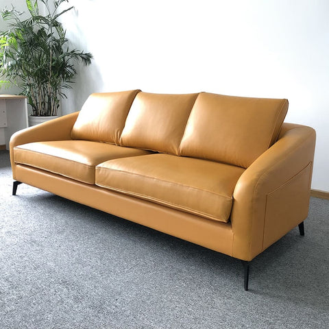 Xena Orange 3-Seater Leather sofa