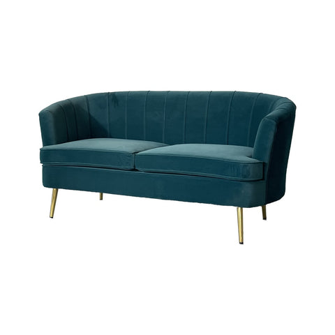 Bella Blue Velvet 2-Seater Arm Sofa Modern Loveseat