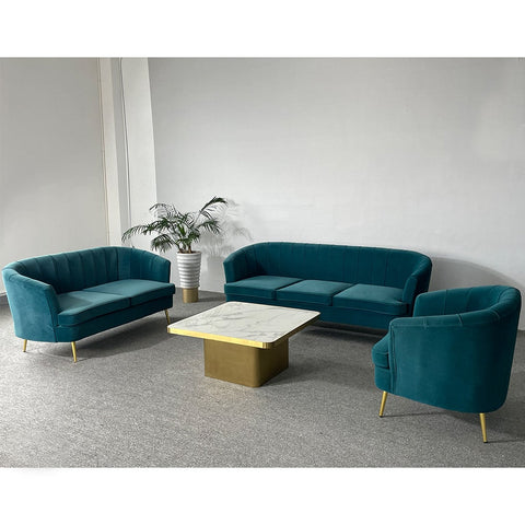 Bella Blue Velvet 2-Seater Arm Sofa Modern Loveseat