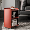 Adler Carbon Steel Red/White Side Table with Wheels