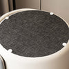 Fanny Microfiber Leather/Fabric/Houndstooth Ottoman White Round Vanity Stool