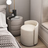 Fanny Microfiber Leather/Fabric/Houndstooth Ottoman White Round Vanity Stool