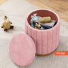 Jocelyn Flannelette Round Ottoman Storage Vanity Stool in Multi-color