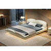 Adriel Microfiber Leather Modern Shaped Headboard Floating Bed Frame