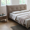 Allaun Suede Fabric Modern Upholstery Headboard Bed Frame