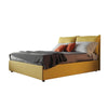 Ardent Yellow Velvet Modern Simple Bed Frame with Pillows