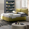 Ardent Yellow Velvet Modern Simple Bed Frame with Pillows