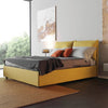 Ardent Yellow Velvet Modern Simple Bed Frame with Pillows