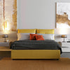 Ardent Yellow Velvet Modern Simple Bed Frame with Pillows