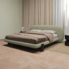 Birch Boucle Fabric Minimalism Modern Round Headboard Bed Frame