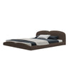 Adriel Microfiber Leather Modern Shaped Headboard Floating Bed Frame