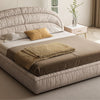 Dallas Suede Fabric Modern Shaped Headboard Bed Frame