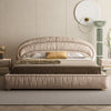 Dallas Suede Fabric Modern Shaped Headboard Bed Frame