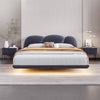 Ean Velvet Fabric Cloud Shape Floating Bed Frame