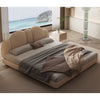 Ezra Microfiber Leather Shaped Headboard Modern Bed Frame