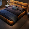 Hassan Suede Fabric High Headboard Bed Frame