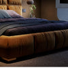 Hassan Suede Fabric High Headboard Bed Frame