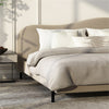 Jalyn Velvet Fabric Shaped Headboard Bed Frame