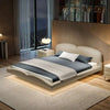 Adriel Microfiber Leather Modern Shaped Headboard Floating Bed Frame