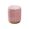 Jocelyn Flannelette Round Ottoman Storage Vanity Stool in Multi-color