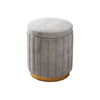 Jocelyn Flannelette Round Ottoman Storage Vanity Stool in Multi-color