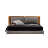 Stephen Microfiber Leather / LInen fabrics Luxury Spliced Headboard Bed Frame