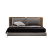 Stephen Microfiber Leather / LInen fabrics Luxury Spliced Headboard Bed Frame