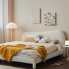 Yana Boucle Minimalist Shaped Headboard Bed Frame